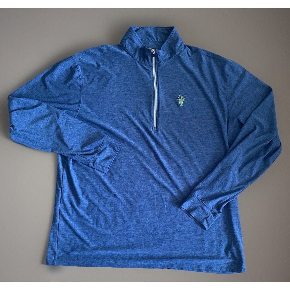 Straight Down Long Sleeve 1/4 Quarter Zip Pullover Shirt Blue Logo XXL JBHS